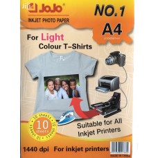 Jojo inkjet Photo Paper For Light Colour T-Shirts A4 / 10 Sheets
